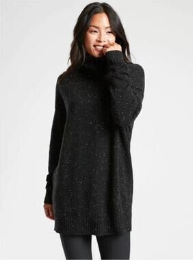 Athleta Bayshore Wool Cashmere Turtleneck Sweater Black Size S